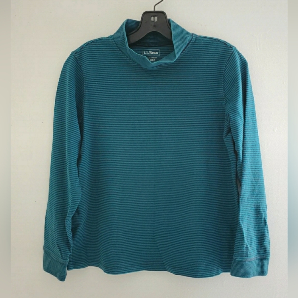 LL Bean Striped Mockneck Long Sleeve Shirt size M